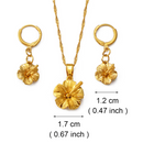 Hawaiian Guam Hibiscus Flowers Pendant Necklace Set with Earrings