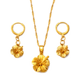 Hawaiian Guam Hibiscus Flowers Pendant Necklace Set with Earrings