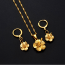 Hawaiian Guam Hibiscus Flowers Pendant Necklace Set with Earrings