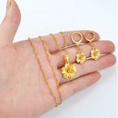 Hawaiian Guam Hibiscus Flowers Pendant Necklace Set with Earrings