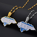 Honduras Map with Flag Pendant Necklace