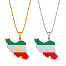 Iran Map with Flag Pendant Necklace