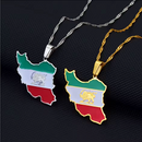 Iran Map with Flag Pendant Necklace