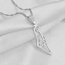 Israel Map With Hexagram Pendant Necklace
