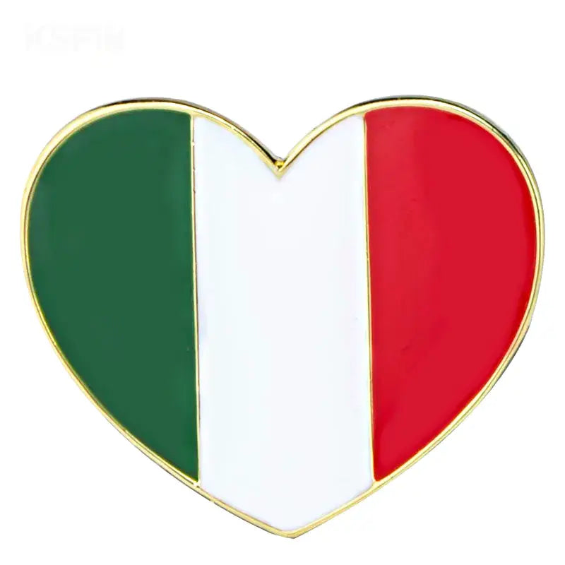 Italy Flag Heart Shape Lapel Pin