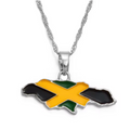 Jamaica map flag silver necklace