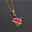 Kenya Map with Flag Pendant Necklace