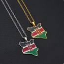 Kenya Map with Flag Pendant Necklace