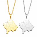 Kosovo Map with Cities Pendant Necklace