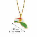 Kurdistan Map with Flag Pendant Necklace