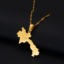 Laos Map with Cities Pendant Necklace