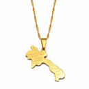 Laos Map with Cities Pendant Necklace