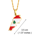 Lebanon Map with Flag Pendant Necklace