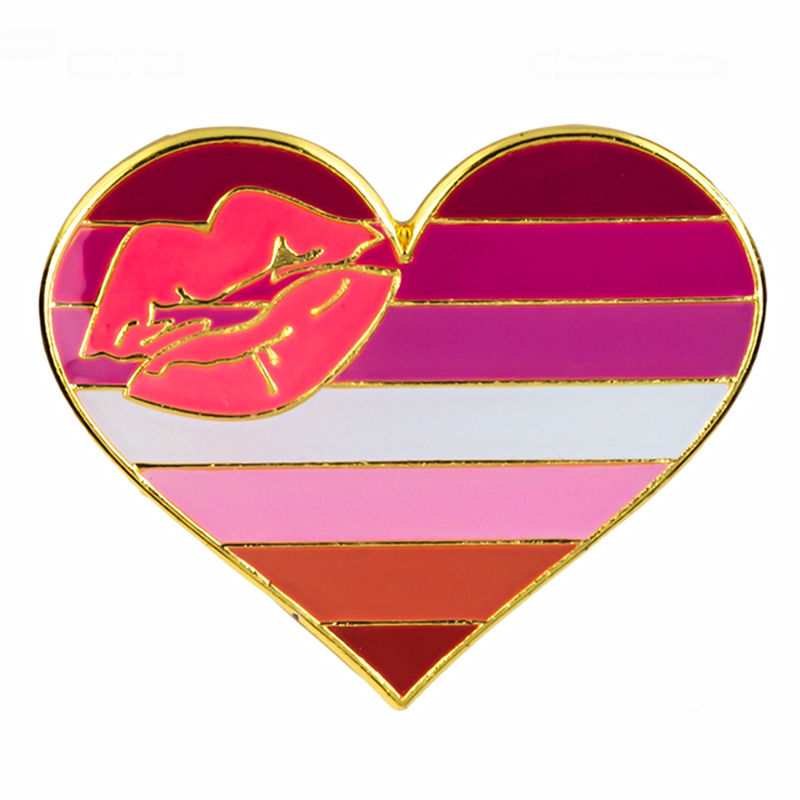 Lipstick Lesbian Flag Pride Heart Shaped Lapel Pin
