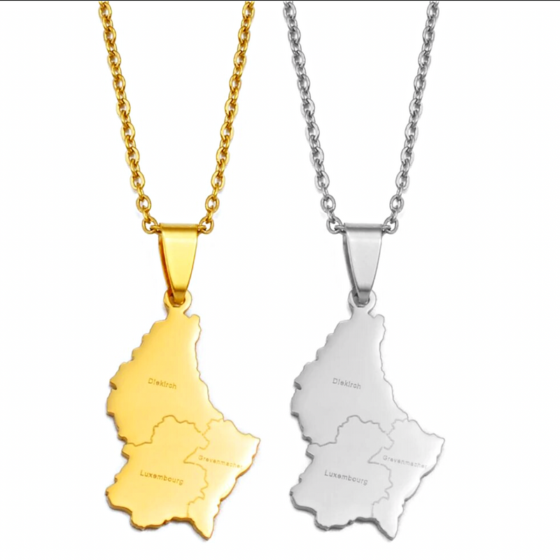 Luxembourg Map with cities Pendant Necklace