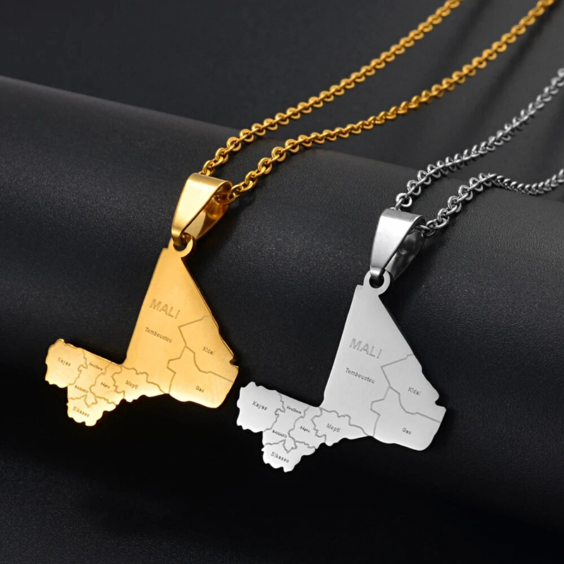 Mali map with cities Pendant Necklace