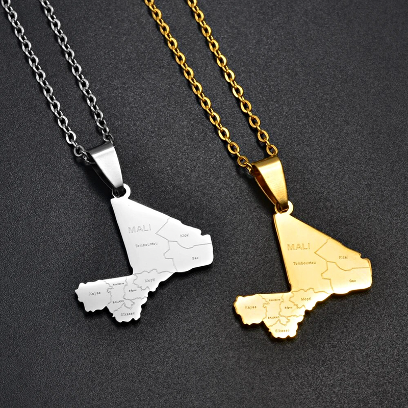 Mali map with cities Pendant Necklace
