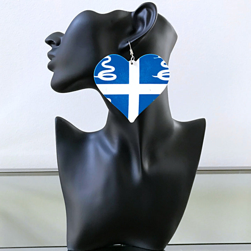 Martinique Flag Heart Drop Earrings