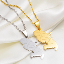 Martinique Map with Cities Pendant Necklace