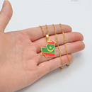 Mauritania Map with Flag Pendant Necklace