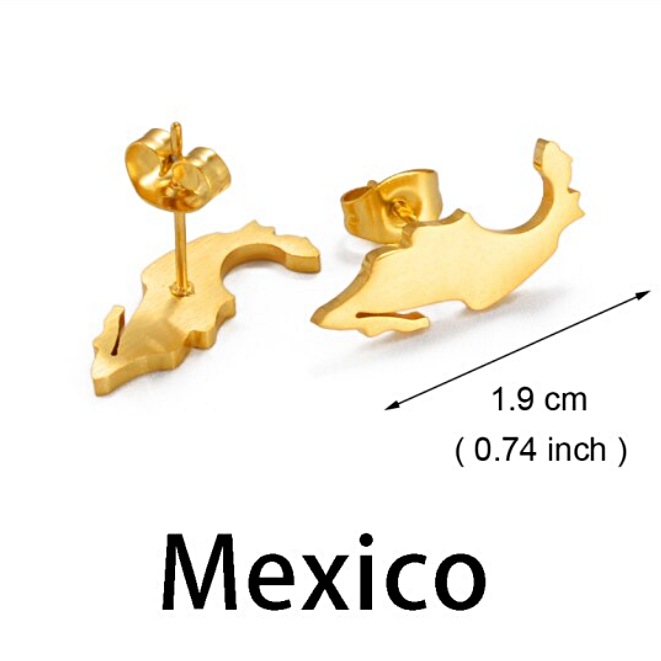 Mexico Map Stud Earrings