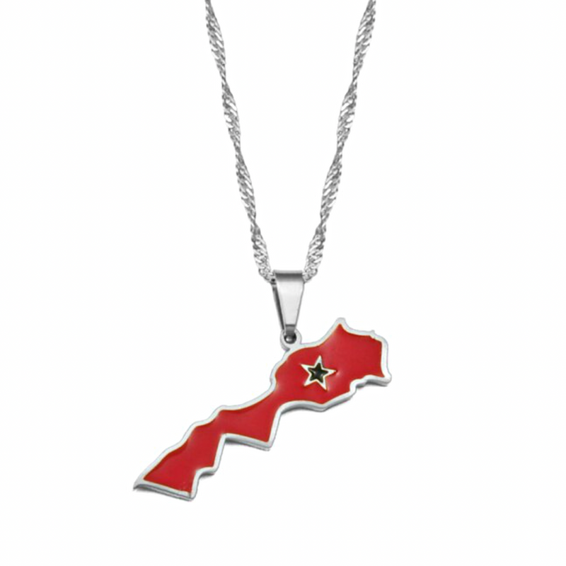 Morocco Flag Pendant Necklace