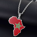 Morocco Flag Africa Map Necklace