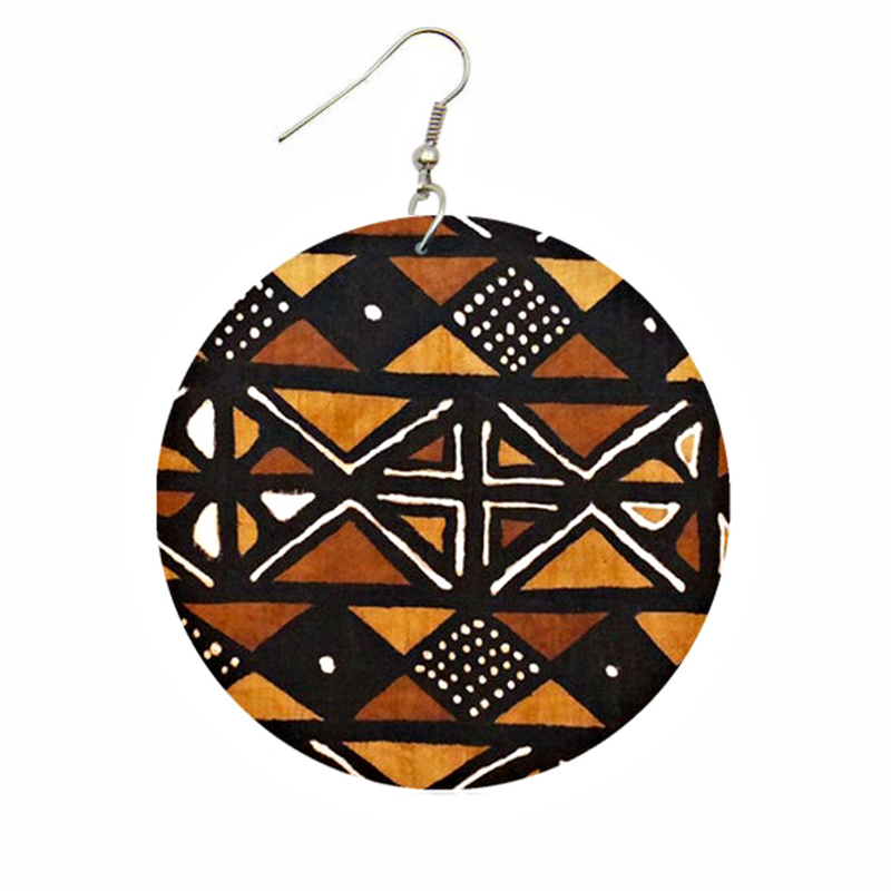 Mudcloth Bogolan Print Drop Earrings