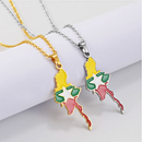 Myanmar Map with Flag Pendant Necklace