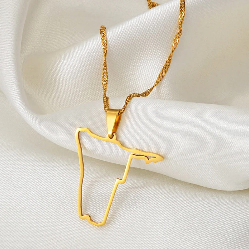 Namibia Map Outline Pendant Necklace