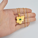 Nigeria Map with Green Stone Pendant Necklace