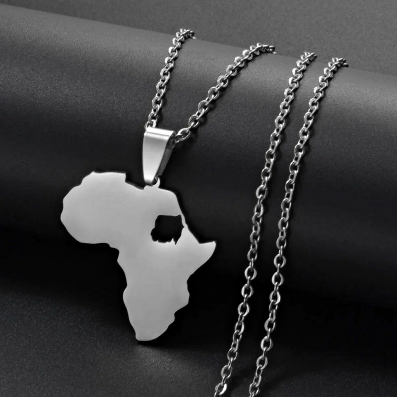 Africa Map with North Sudan Map Pendant Necklace
