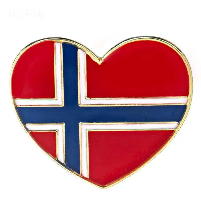 Norway Flag Heart Shape Lapel Pin