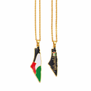 Palestine Map with Flag Pendant Necklace