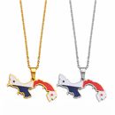 Panama Map with Flag Pendant Necklace