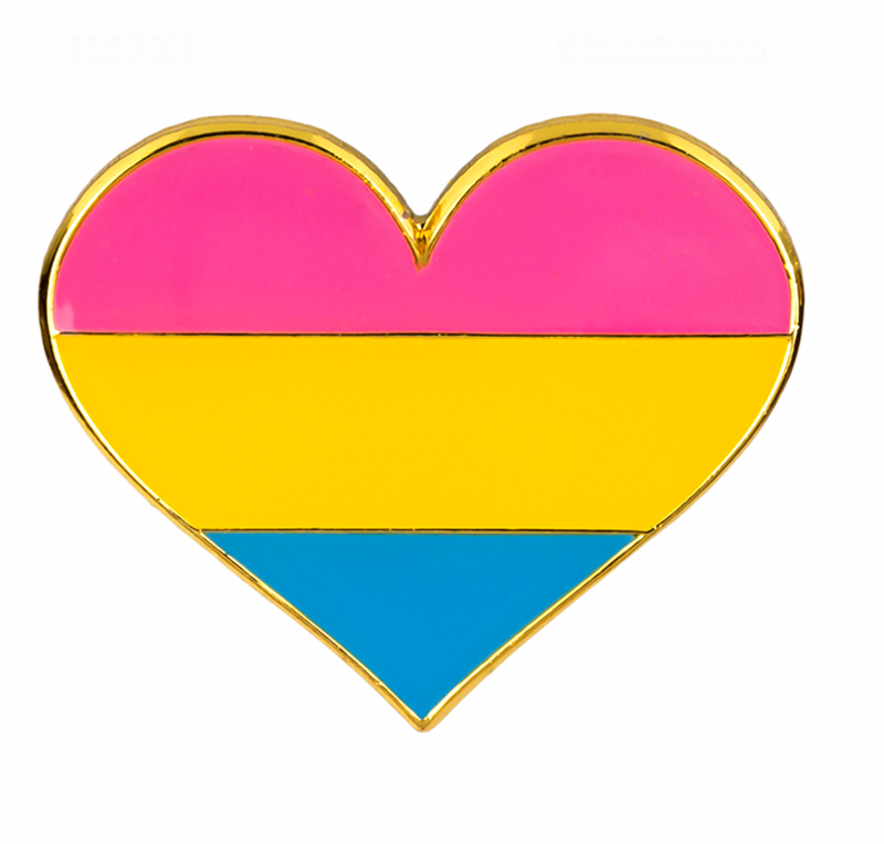 Pansexual Flag Pride Heart Shaped Lapel Pin