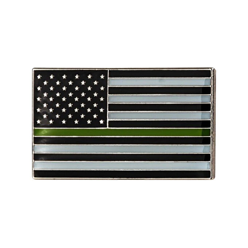 Police Green Thin Line Lapel Pin