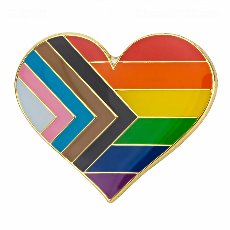 Progress Flag Pride Heart Shaped Lapel Pin
