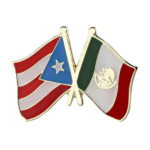 Mexico & Puerto Rico Friendship Flags Lapel Pin