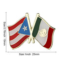 Mexico & Puerto Rico Friendship Flags Lapel Pin