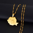 Romania Map with Cities Pendant Necklace