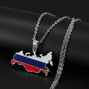 Russia Map With Flag Pendant Necklace