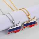 Russia Map With Flag Pendant Necklace