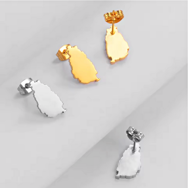 Saint Lucia Map Stud Earrings