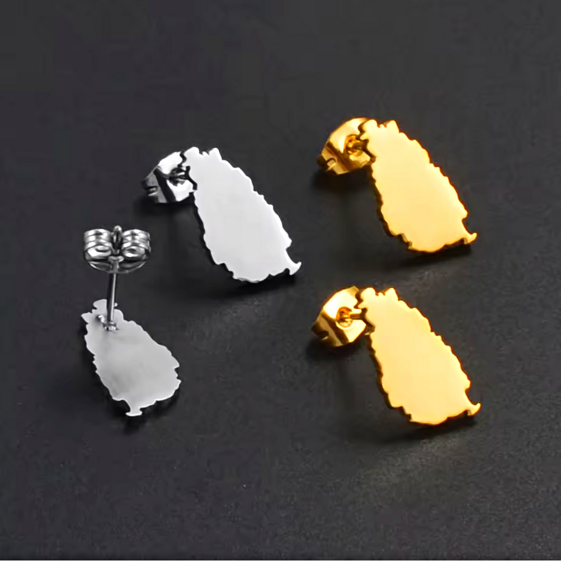 Saint Lucia Map Stud Earrings