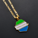 Sierra Leone Map Flag Pendant Necklace