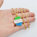 Sierra Leone Map Flag Pendant Necklace