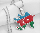 Azerbaijan Map with Flag Pendant Necklace