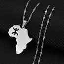 Africa Map with Berber Symbol Pendant Necklace