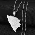 Bosnia and Herzegovina Map with Cities Pendant Necklace
